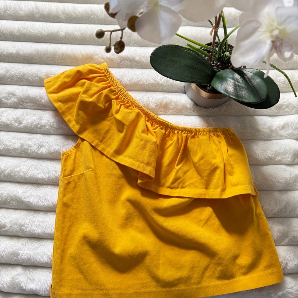 J. Crew Vibrant Yellow Ruffle Top